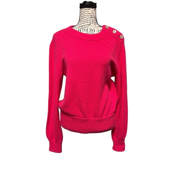 J. Crew Button Detail Sweater Yarn Alpaca Wool Blend eclectic pink M hipster - Picture 1 of 8